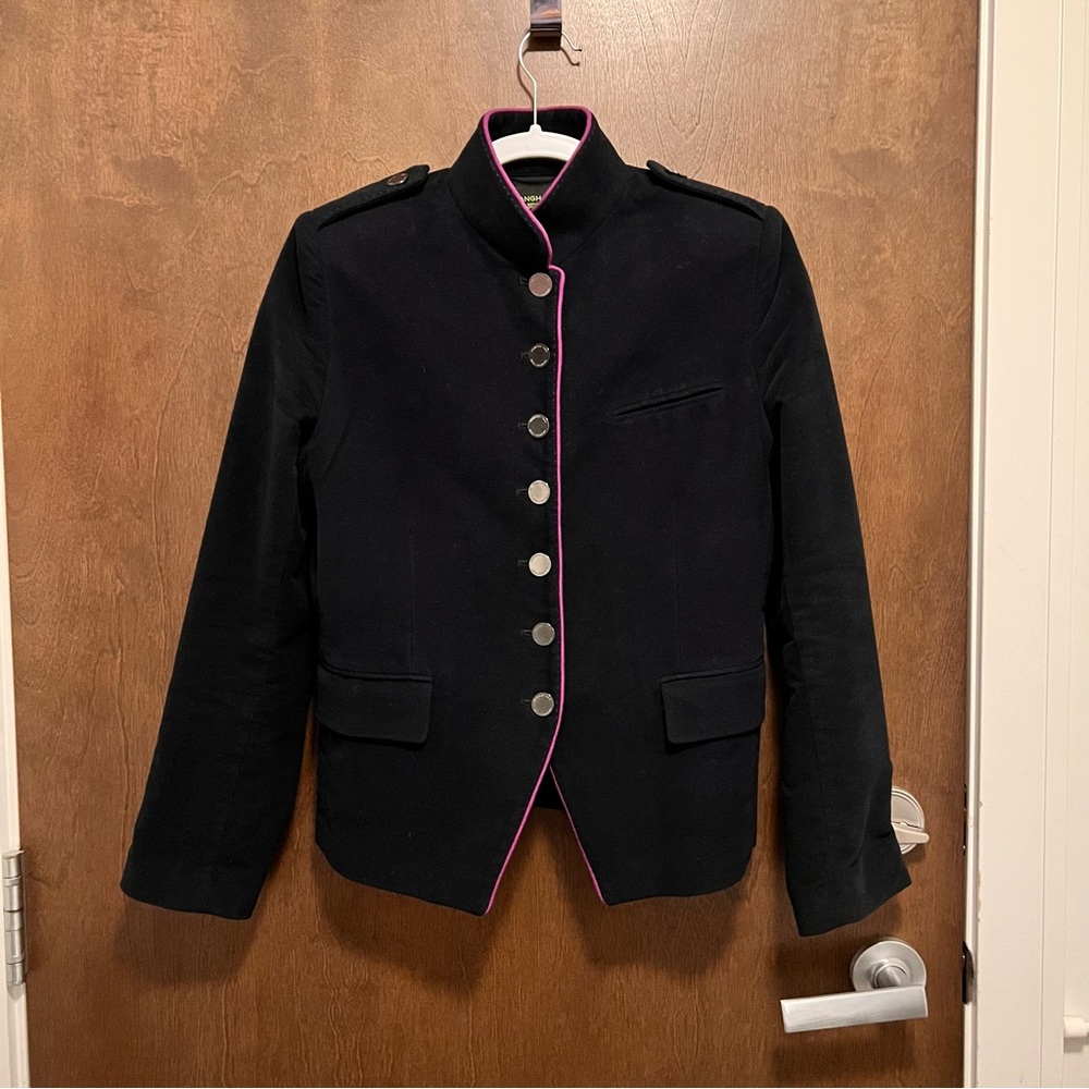 Shanghai Tang Deep Navy Suede Cotton Cashmere Blend Jacket , Size US 10 - Picture 15 of 17
